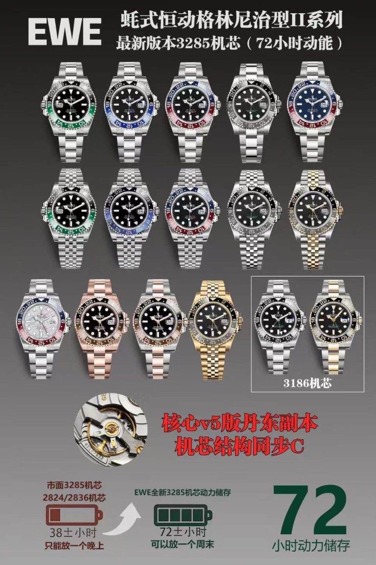 【復刻手錶】EWE V5 版 勞力士 格林尼治 ll GMT（搭配 cal.丹東獨家 3285/72 小時）