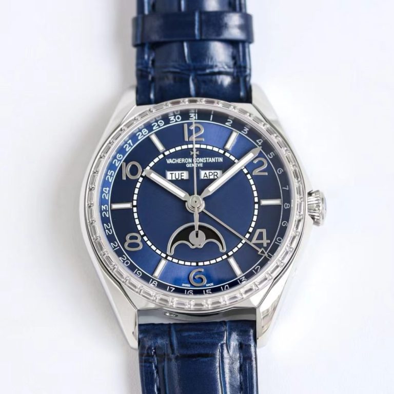 【精仿手錶】VC 江詩丹頓伍陸之型—FIFTYSIX 全日曆系列 鑽圈腕表